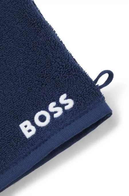 Gant de toilette en coton avec logo brodé en contraste