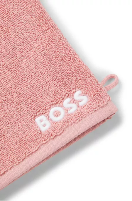 Gant de toilette en coton avec logo brodé en contraste