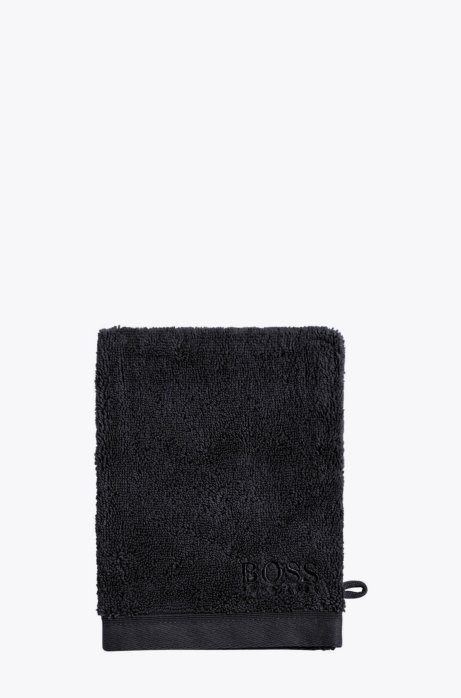 Washing mitt in combed Aegean cotton, Black
