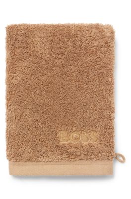 Logo washing mitt in Aegean cotton, Brown