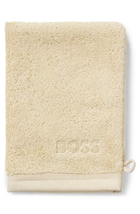 Logo washing mitt in Aegean cotton