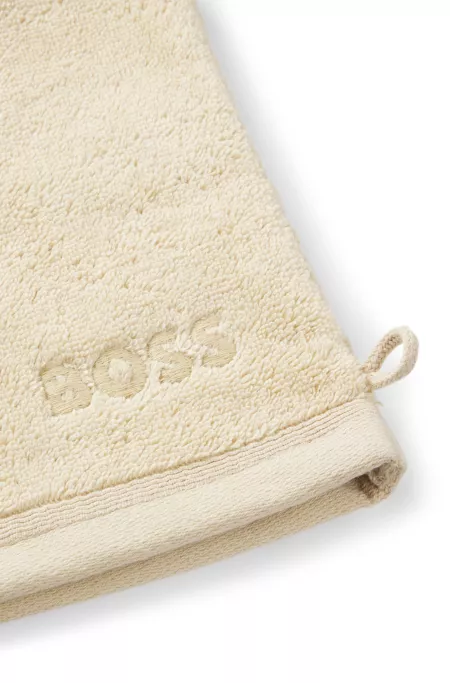 Logo washing mitt in Aegean cotton