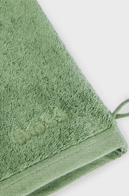 Katoenen washandje met logostiksel, Groen