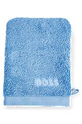 Gant de toilette à logo en coton de la mer Égée, Bleu foncé