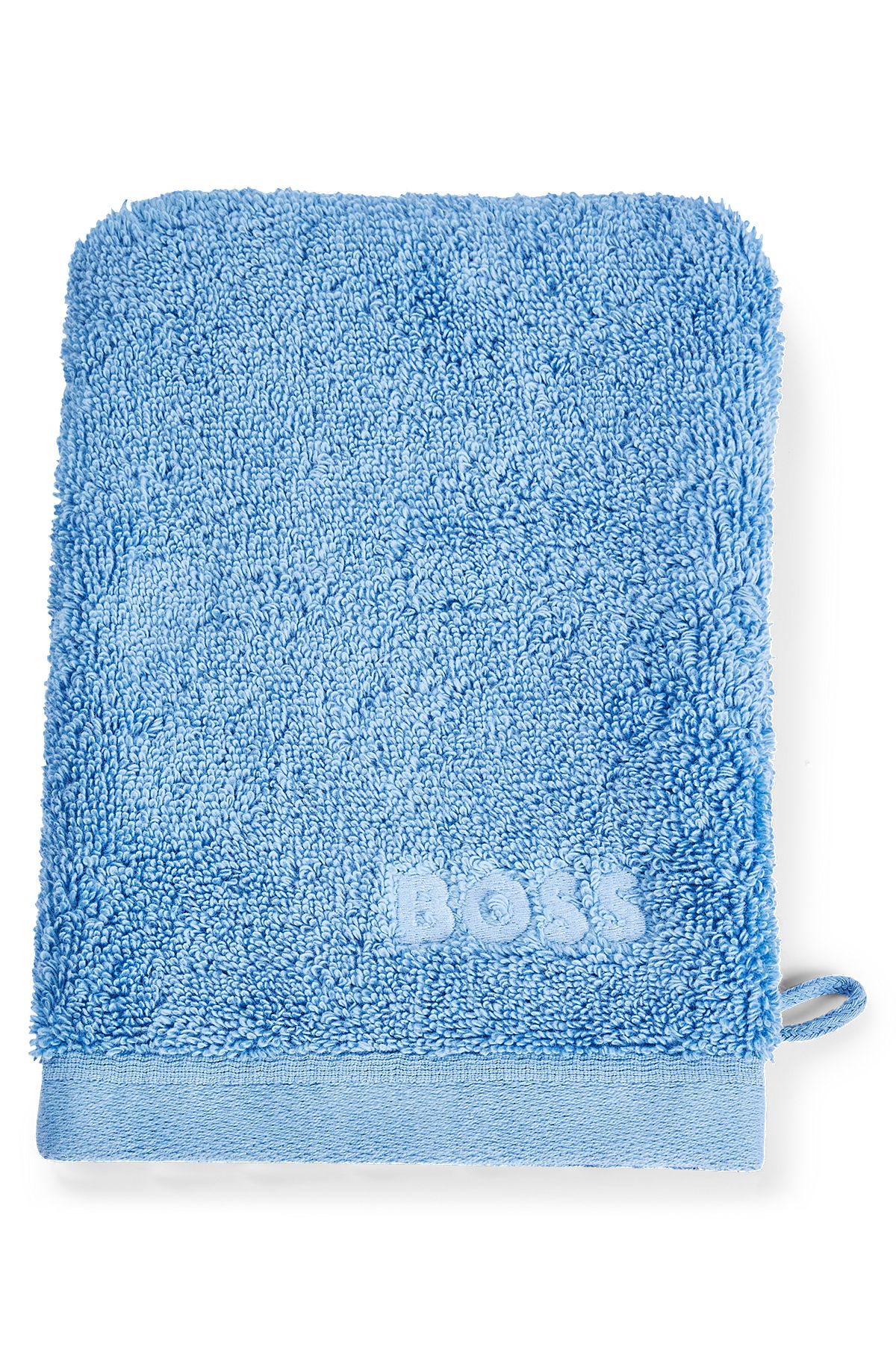Logo washing mitt in Aegean cotton, Dark Blue