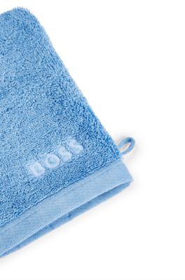 Logo washing mitt in Aegean cotton, Dark Blue