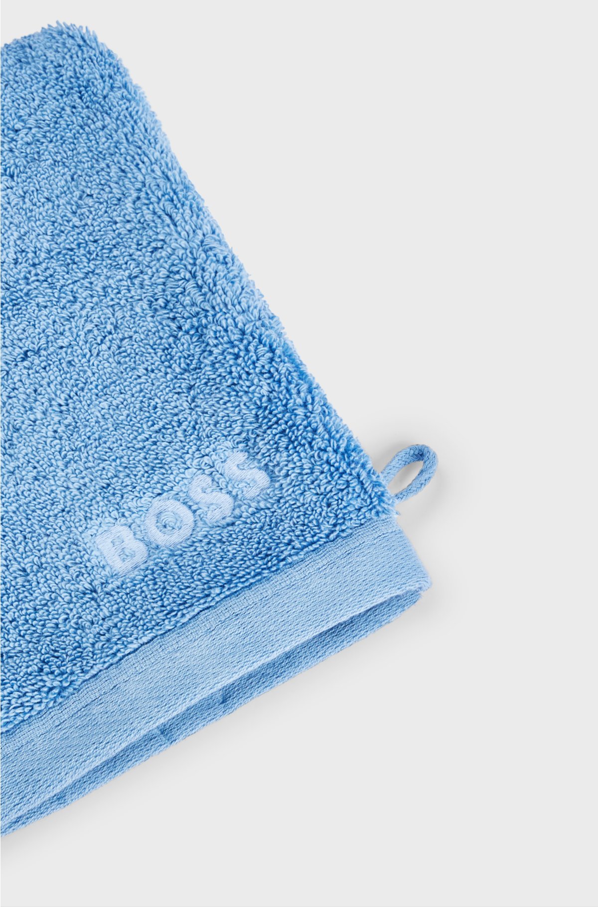 Logo washing mitt in Aegean cotton, Dark Blue