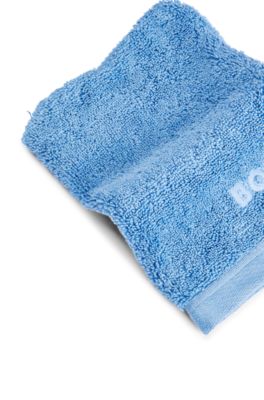 Logo washing mitt in Aegean cotton, Dark Blue