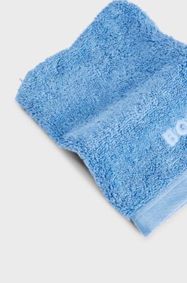 Katoenen washandje met logostiksel, Donkerblauw