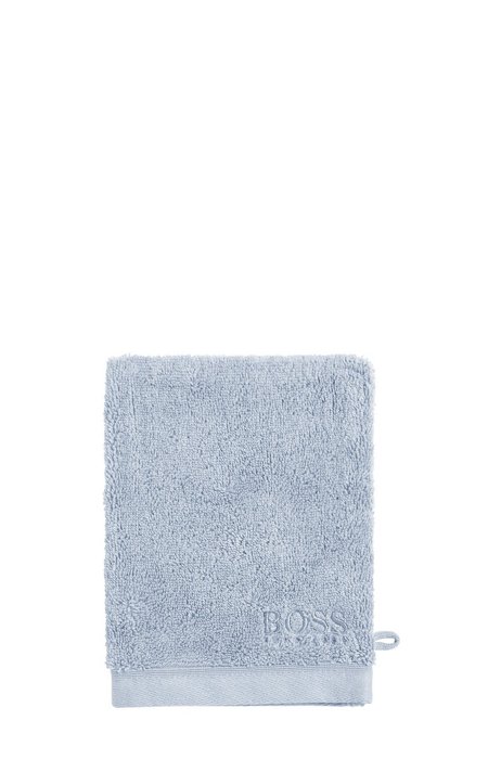 Gant de toilette à logo en coton de la mer Égée, Bleu vif