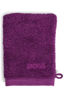 Logo washing mitt in Aegean cotton, Purple