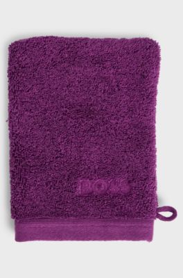 Katoenen washandje met logostiksel, Lila