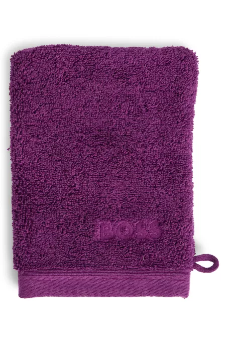Logo washing mitt in Aegean cotton