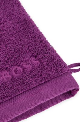 Logo washing mitt in Aegean cotton, Purple