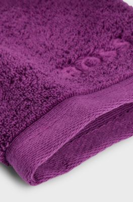 Katoenen washandje met logostiksel, Lila