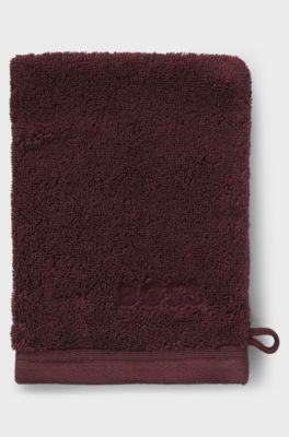 Katoenen washandje met logostiksel, Donkerrood