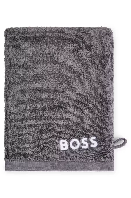 Egyptian-cotton wash mitt with contrast logo