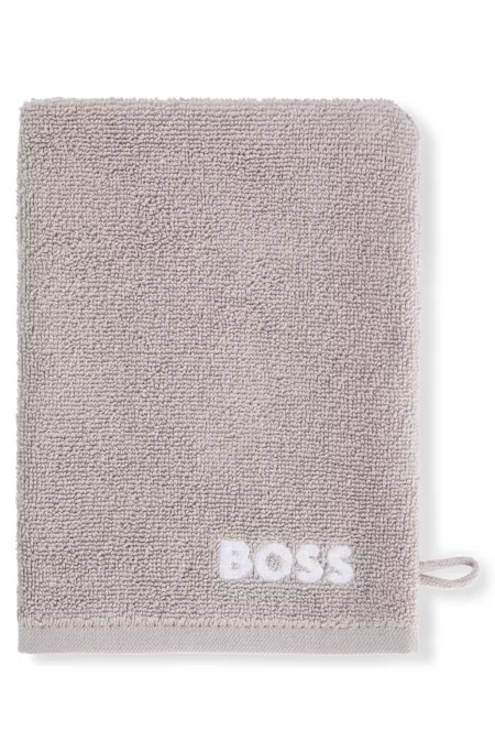 Egyptian-cotton wash mitt with contrast logo