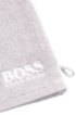 Finest Egyptian cotton washing mitt with contrast logo embroidery, Silver