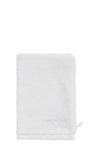 Gant de toilette en coton égyptien avec logo contrastant, Blanc