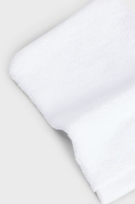 Gant de toilette en coton &eacute;gyptien avec logo contrastant, Blanc