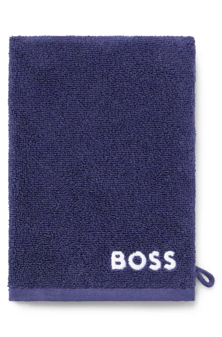 Egyptian-cotton wash mitt with contrast logo