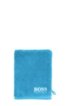 Finest Egyptian cotton washing mitt with contrast logo embroidery, Blue