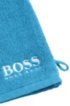 Finest Egyptian cotton washing mitt with contrast logo embroidery, Blue