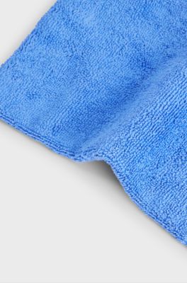 Gant de toilette en coton &eacute;gyptien avec logo contrastant, Bleu