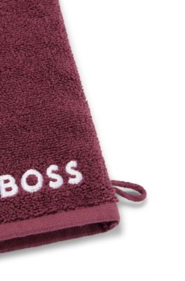 Waschhandschuh aus &auml;gyptischer Baumwolle mit kontrastfarbenem Logo, Dunkellila