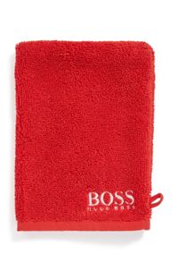 Waschhandschuh aus ägyptischer Baumwolle mit kontrastfarbenem Logo, Rot