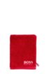 Finest Egyptian cotton washing mitt with contrast logo embroidery, Red