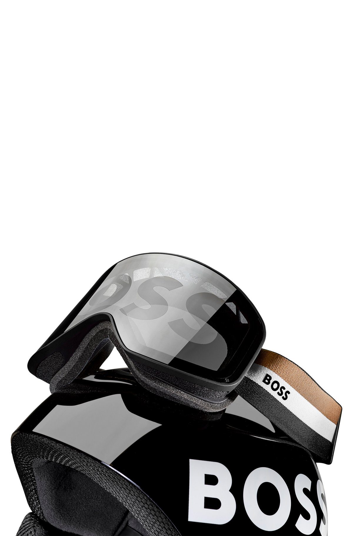 Skibrille mit Logo-Details, Schwarz