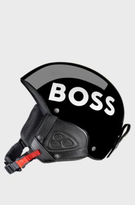 Skihelm mit Logo-Details, Schwarz