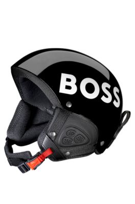 Skidhj&auml;lm med logotypdetailjer, Svart