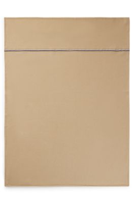 Fleece throw with signature-stripe appliqu&eacute;, Beige