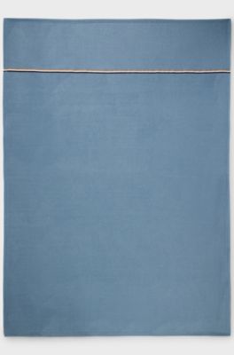 Fleece throw with signature-stripe ribbon, Light Blue