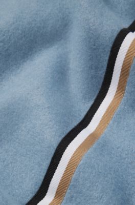 Fleece throw with signature-stripe ribbon, Light Blue