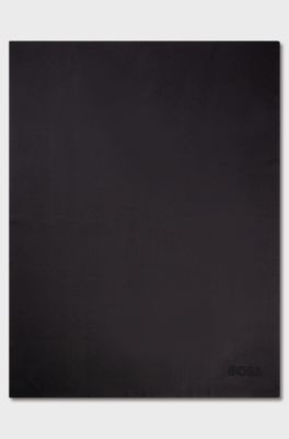 Knitted throw with embroidered logo, Dark Grey