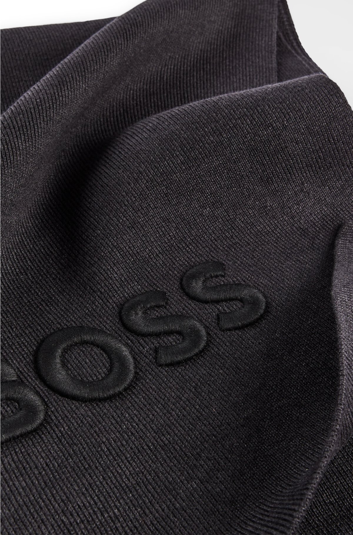 Knitted throw with embroidered logo, Dark Grey