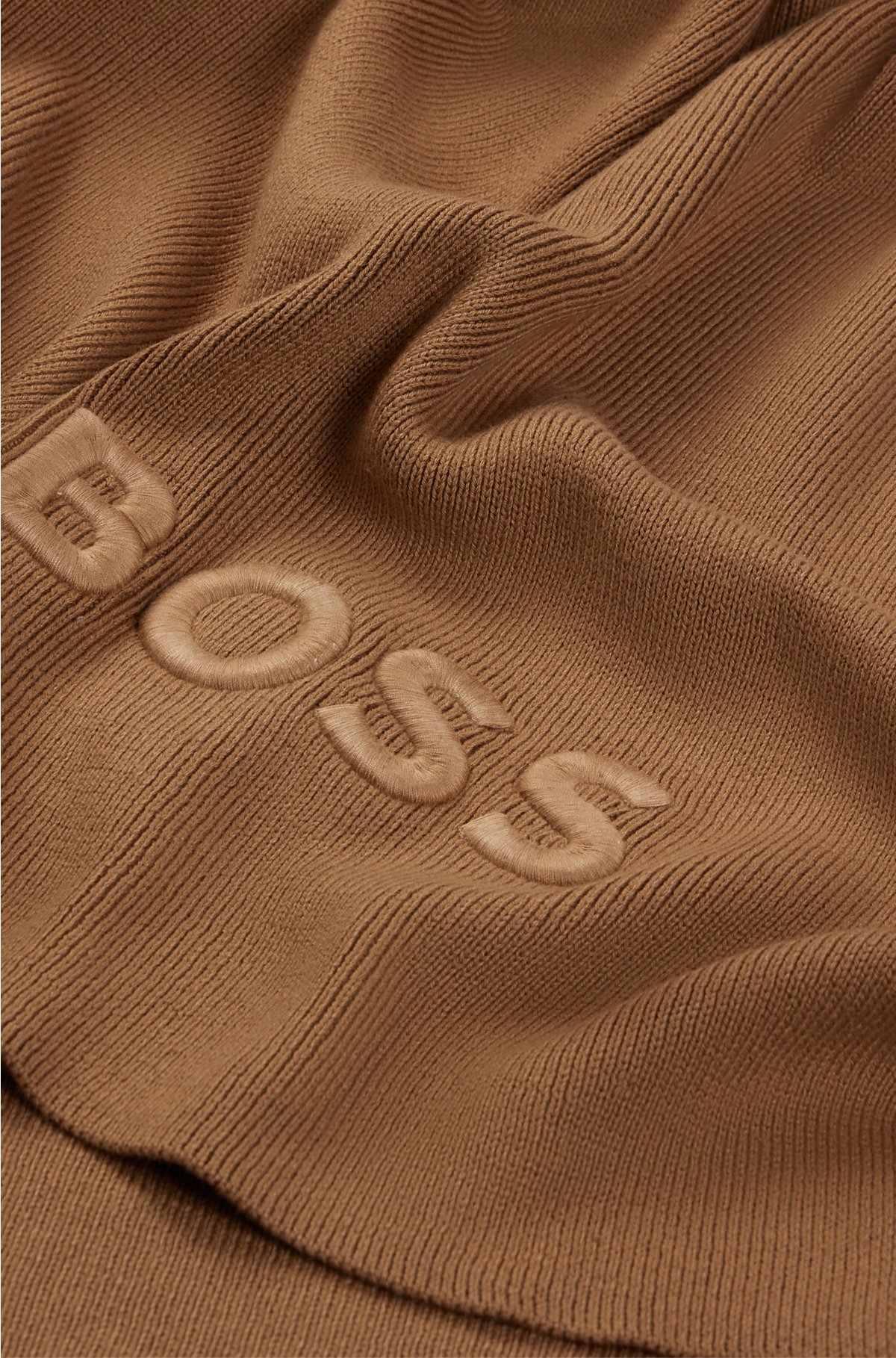 Knitted throw with embroidered logo, Brown
