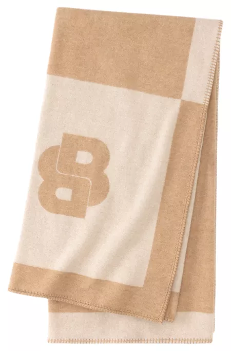 Wool-blend throw with Double B monogram
