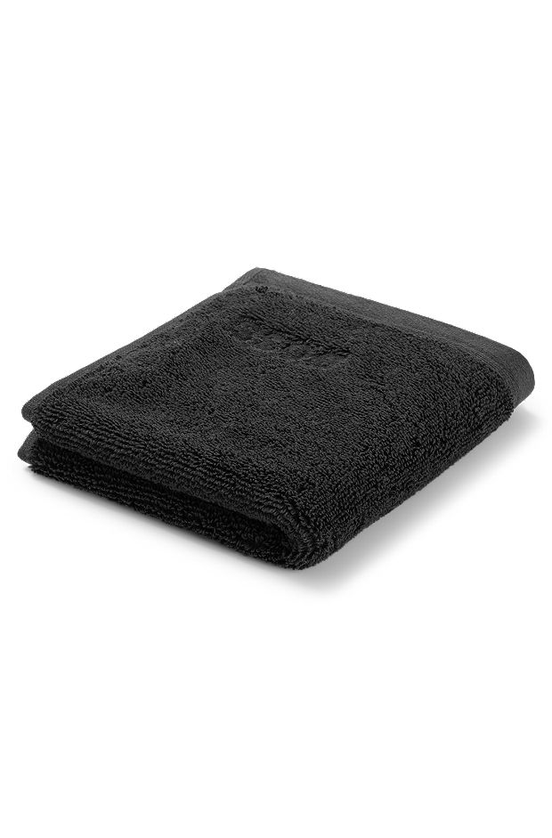Waschlappen aus ägäischer Baumwolle mit Logo-Stickerei, Schwarz