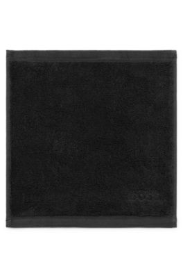 Logo-embroidered face cloth in Aegean cotton, Black