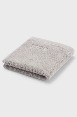 Logo-embroidered face cloth in Aegean cotton, Silver