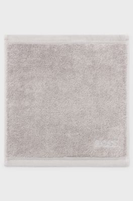 Serviette pour le visage en coton de la mer &Eacute;g&eacute;e avec logo brod&eacute;, Argent