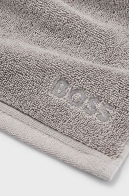 Logo-embroidered face cloth in Aegean cotton, Silver
