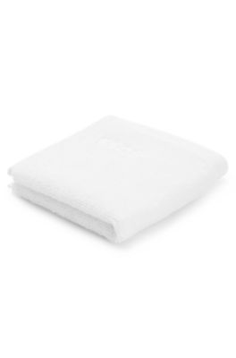 Asciugamano per il viso in cotone egeo con logo ricamato, Bianco