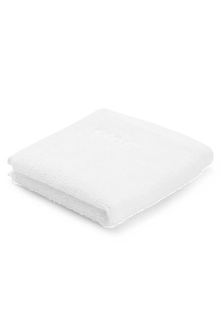 Asciugamano per il viso in cotone egeo con logo ricamato, Bianco