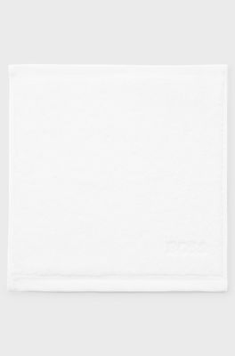 Serviette pour le visage en coton blanc avec logo brod&eacute;, Blanc